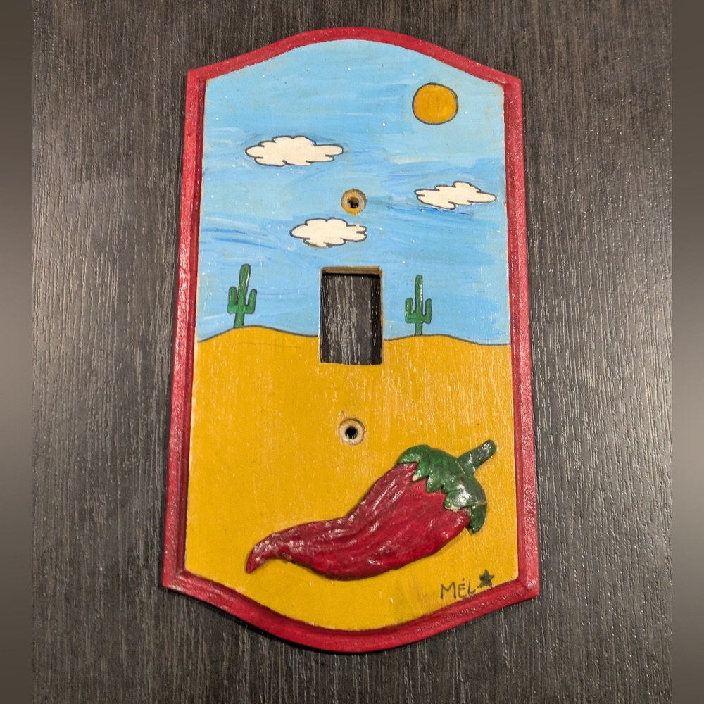 Hand-Painted wood Desert Scene Light Switch Cover